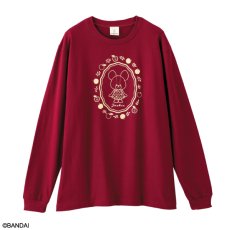 画像1: 〈くまのがっこう〉フロッキープリント長袖Ｔシャツ　バーガンディー (1)