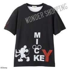 画像1: ＜ディズニーキャラクター＞ロゴTシャツ ミッキー・黒  (1)