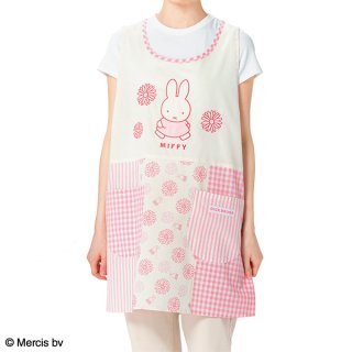 フラワーパッチワークエプロン 紺 - ほいくとかいごのおかいもの